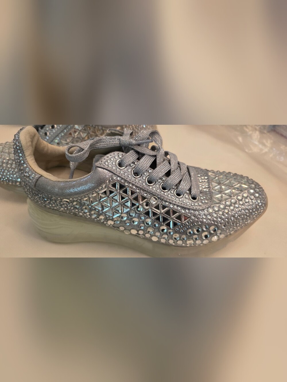 Steve Madden Silver Crystal-Embellished Women's Sneaker